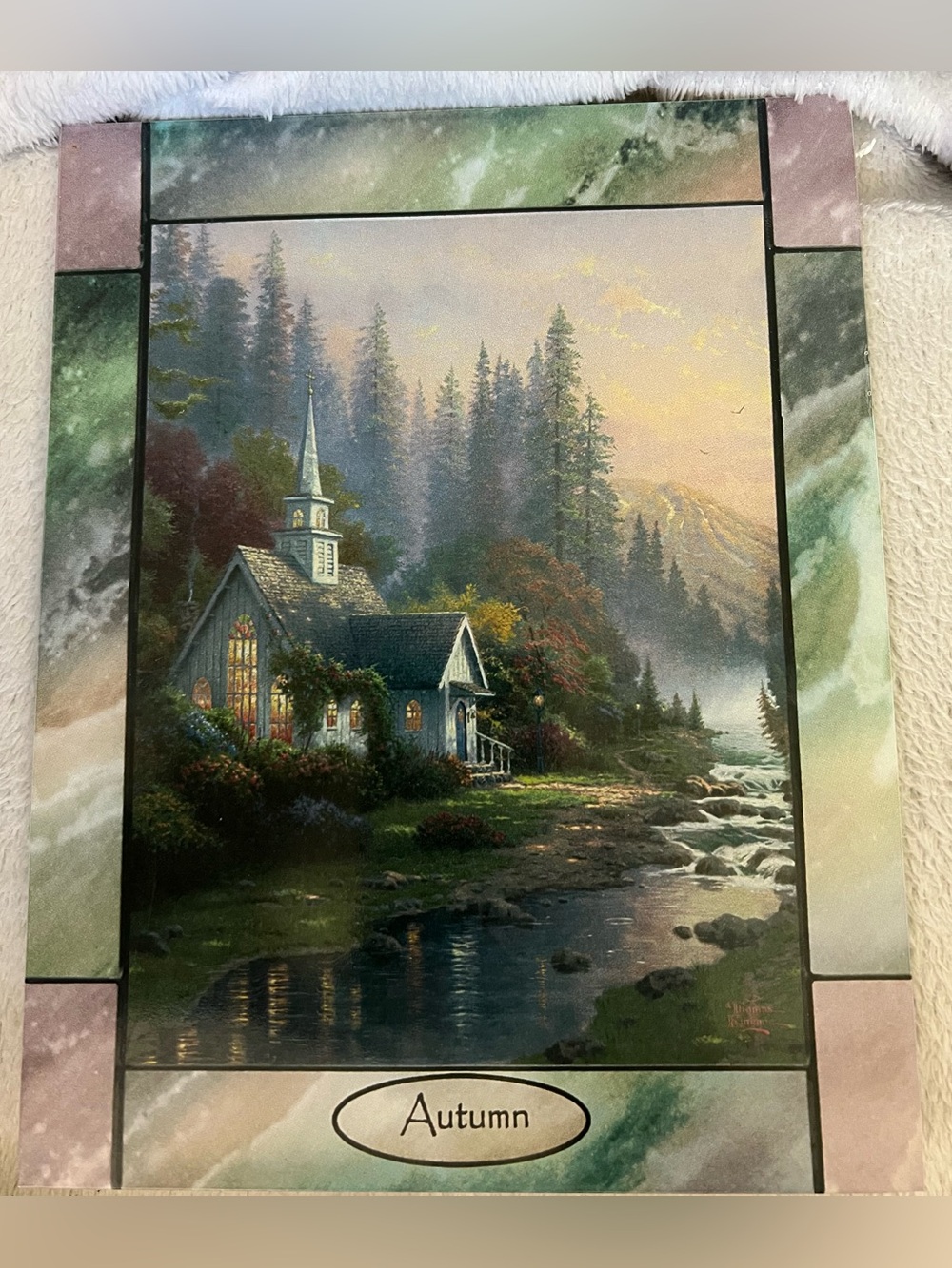 Autumn “Forest Chapel” Landscape Stained Glass Wall Clock Collection